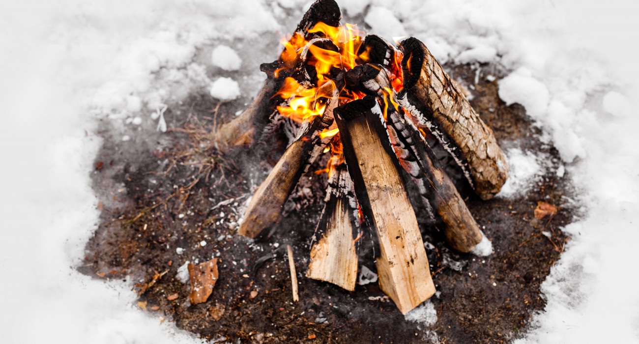 vecteezy campfire burns in the snow in the woods campfire burning 4801481